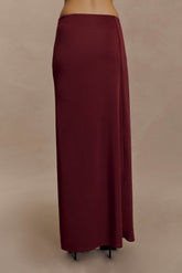 Bridget Slinky Maxi Skirt With Hardware - Burgundy